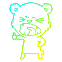 cold gradient line drawing angry cartoon bear