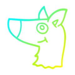 cold gradient line drawing cartoon happy dog face