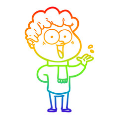 rainbow gradient line drawing cartoon happy man
