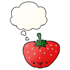 cartoon strawberry and thought bubble in smooth gradient style