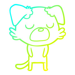 cold gradient line drawing cartoon dog