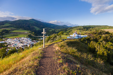 Catholic church of Nossa Senhora Do Monte over Agua De Pau, Sao Miguel, Azores