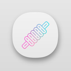 Cricket bail app icon. Sport equipment. Cylindrical piece of wood. Top part of wicket. Horizontal crossbar on gate. UI/UX user interface. Web or mobile applications. Vector isolated illustrations