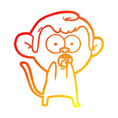 warm gradient line drawing cartoon shocked monkey
