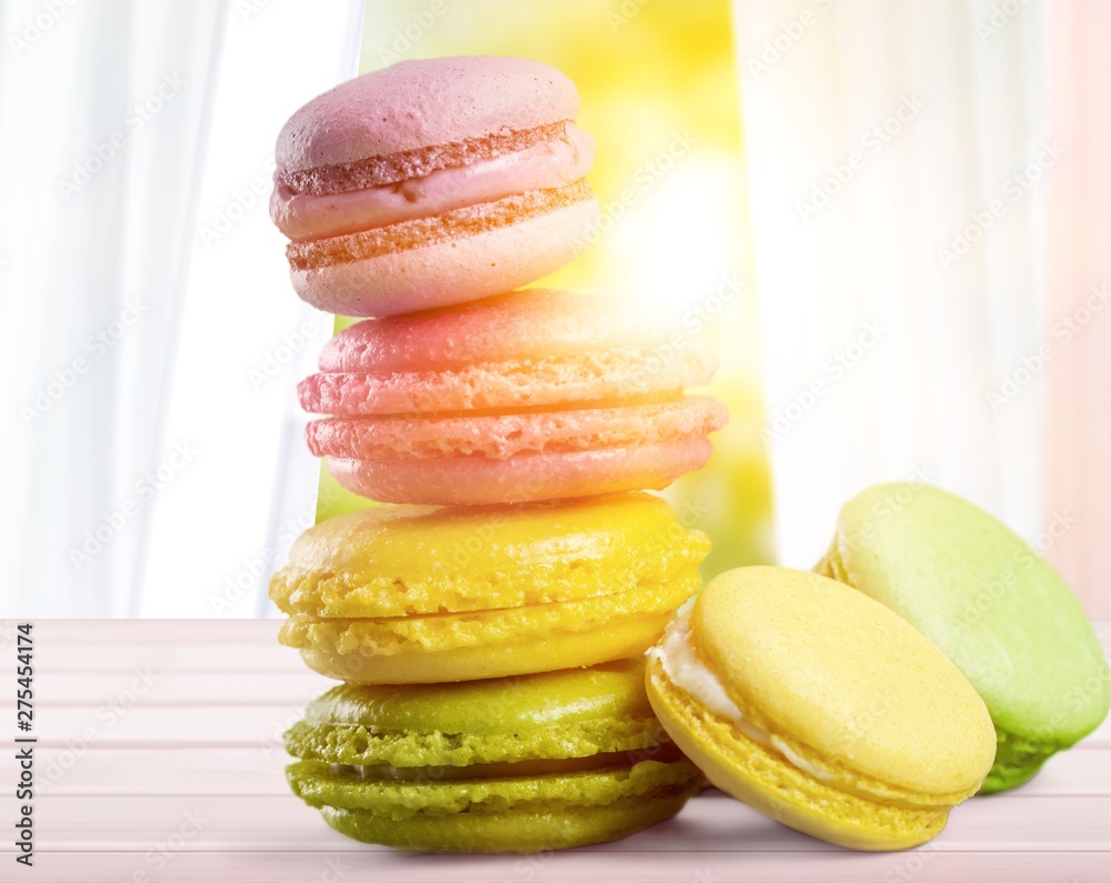 Poster Colorful macaroons collection set of isolation on a white background