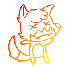 warm gradient line drawing cartoon dead fox