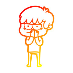 warm gradient line drawing annoyed cartoon boy