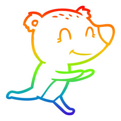 rainbow gradient line drawing running polar bear cartoon