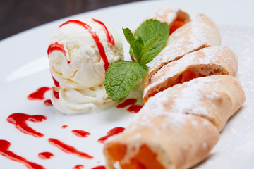 strudel with ice cream