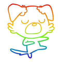 rainbow gradient line drawing cartoon dog