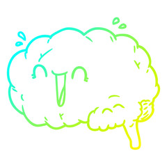 cold gradient line drawing cartoon brain laughing