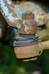 vintage retro tractor rusty details close up