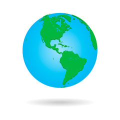 Modern 3d world map concept isolated on transparent background. World planet, vector earth sphere illustration