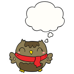 cute cartoon owl and thought bubble