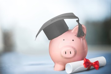 Piggy Bank with Mortarboard and Diploma