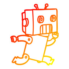 warm gradient line drawing cartoon robot