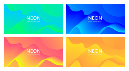 Set of abstract vector fluid modern minimal horizontal background. Blend flowing shape. Different color gradient collection. design for backdrop, annual report, magazine, presentation, flyer, card