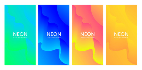 Set of abstract vector fluid modern minimal vertical background. Blend light shape. Neon color gradient collection. design for backdrop, journal, magazine, presentation, flyer, card
