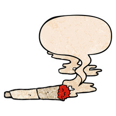 cartoon cigarette and speech bubble in retro texture style