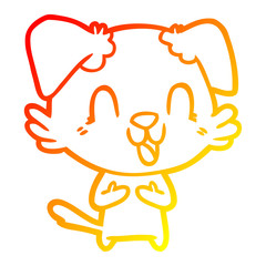 warm gradient line drawing laughing cartoon dog