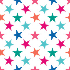 Seamless pattern with stars on white background. Vector illustration.