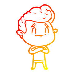 warm gradient line drawing happy cartoon man