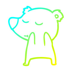cold gradient line drawing happy cartoon bear