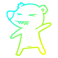 cold gradient line drawing angry polar bear cartoon