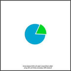 Chart pie colored  icon on white isolated background.