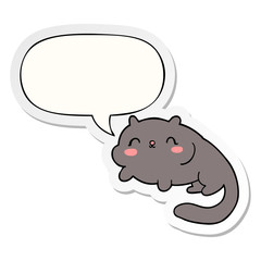 cartoon cat and speech bubble sticker