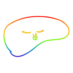 rainbow gradient line drawing cartoon liver