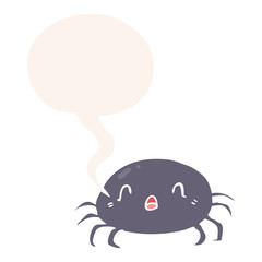 cartoon halloween spider and speech bubble in retro style