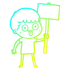 cold gradient line drawing cartoon man staring
