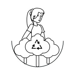 Isolated trees and avatar woman design