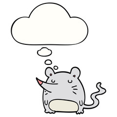 cartoon mouse and thought bubble