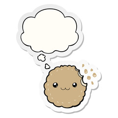 cartoon biscuit and thought bubble as a printed sticker