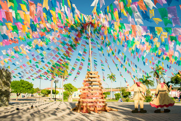 Oeiras, Brazil - Circa June 2019: Decorations for the June Festivals (aka festas de Sao Joao) in...