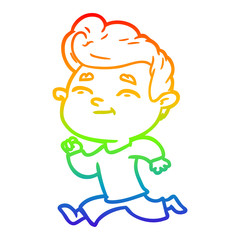 rainbow gradient line drawing running cartoon man
