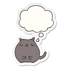 cartoon cat and thought bubble as a printed sticker
