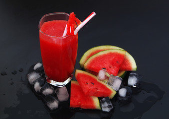 Watermelon juice on black table