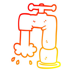 warm gradient line drawing cartoon pouring faucet