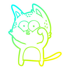 cold gradient line drawing cartoon cat being cute