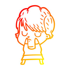 warm gradient line drawing cartoon woman