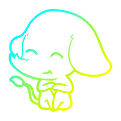 cold gradient line drawing cute cartoon elephant