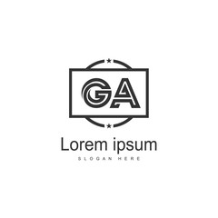 Initial GA logo template with modern frame. Minimalist GA letter logo vector illustration