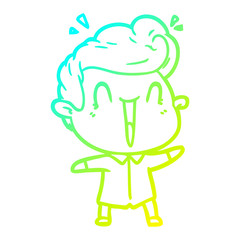 cold gradient line drawing cartoon excited man