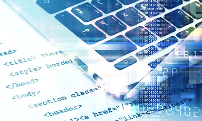 Web development,  code and laptop computer