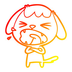 warm gradient line drawing cute cartoon dog