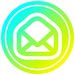 envelope letter circular in cold gradient spectrum