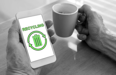 Recycling concept on a smartphone